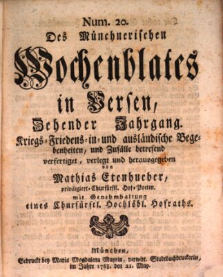 Münchnerisches Wochenblatt In Versen Samstag 21. Mai 1768