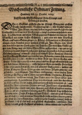 Wochentliche Ordinari Zeitung Mittwoch 23. Oktober 1669