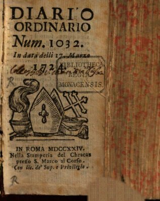 Diario ordinario Freitag 17. März 1724