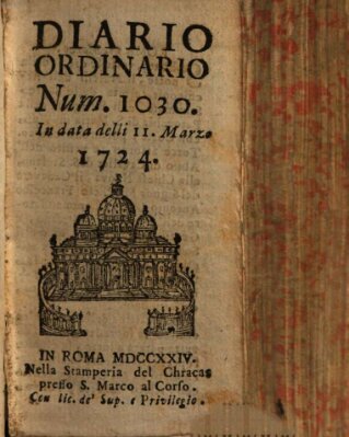 Diario ordinario Samstag 11. März 1724