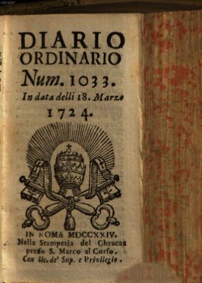 Diario ordinario Samstag 18. März 1724