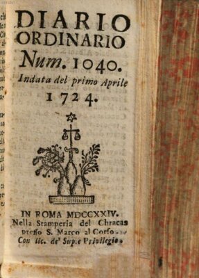 Diario ordinario Samstag 1. April 1724