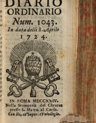 Diario ordinario Samstag 8. April 1724