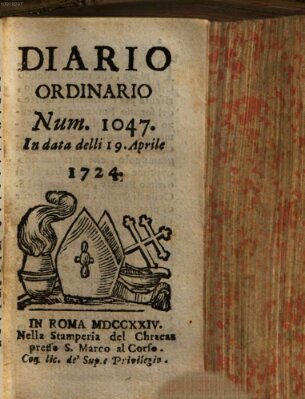 Diario ordinario Mittwoch 19. April 1724