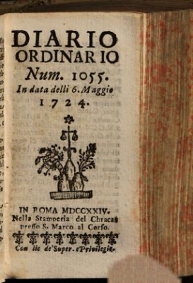 Diario ordinario Samstag 6. Mai 1724