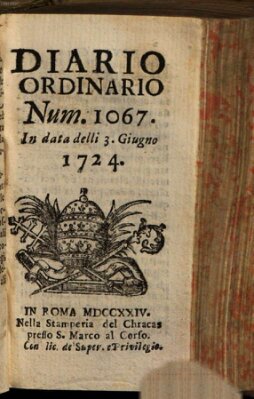 Diario ordinario Samstag 3. Juni 1724