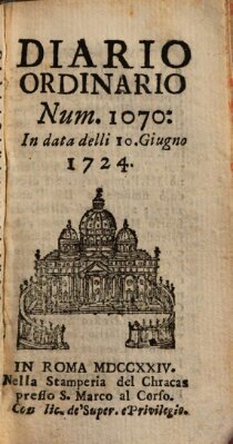 Diario ordinario Samstag 10. Juni 1724