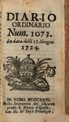 Diario ordinario Samstag 17. Juni 1724