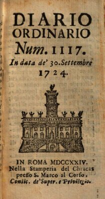 Diario ordinario Samstag 30. September 1724