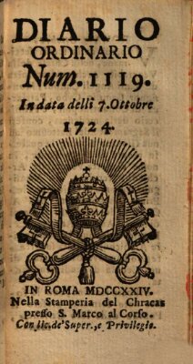 Diario ordinario Samstag 7. Oktober 1724