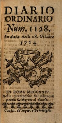 Diario ordinario Samstag 28. Oktober 1724