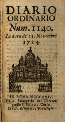 Diario ordinario Samstag 25. November 1724