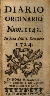 Diario ordinario Samstag 2. Dezember 1724