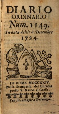 Diario ordinario Samstag 16. Dezember 1724