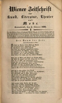 Wiener Zeitschrift für Kunst, Literatur, Theater und Mode Samstag 2. Januar 1836