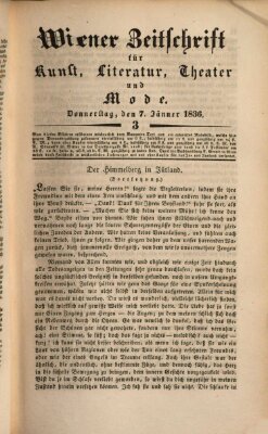 Wiener Zeitschrift für Kunst, Literatur, Theater und Mode Donnerstag 7. Januar 1836