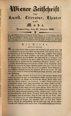 Wiener Zeitschrift für Kunst, Literatur, Theater und Mode Donnerstag 21. Januar 1836