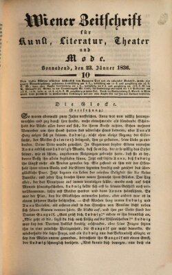 Wiener Zeitschrift für Kunst, Literatur, Theater und Mode Samstag 23. Januar 1836