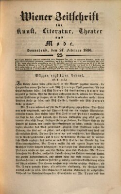 Wiener Zeitschrift für Kunst, Literatur, Theater und Mode Samstag 27. Februar 1836