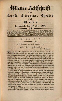 Wiener Zeitschrift für Kunst, Literatur, Theater und Mode Samstag 19. März 1836