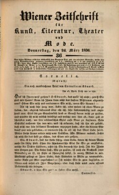 Wiener Zeitschrift für Kunst, Literatur, Theater und Mode Donnerstag 24. März 1836