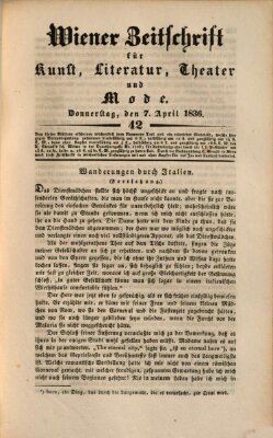 Wiener Zeitschrift für Kunst, Literatur, Theater und Mode Donnerstag 7. April 1836