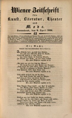 Wiener Zeitschrift für Kunst, Literatur, Theater und Mode Samstag 9. April 1836