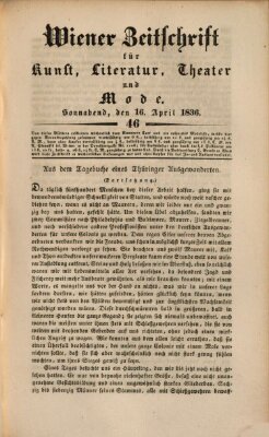 Wiener Zeitschrift für Kunst, Literatur, Theater und Mode Samstag 16. April 1836