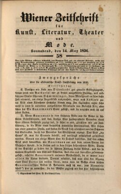 Wiener Zeitschrift für Kunst, Literatur, Theater und Mode Samstag 14. Mai 1836