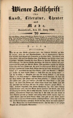 Wiener Zeitschrift für Kunst, Literatur, Theater und Mode Samstag 11. Juni 1836