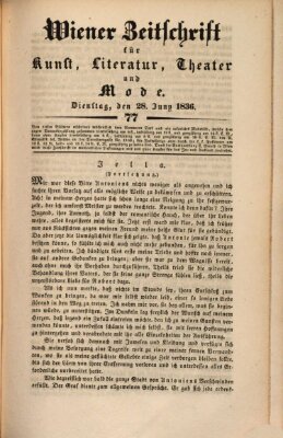 Wiener Zeitschrift für Kunst, Literatur, Theater und Mode Dienstag 28. Juni 1836