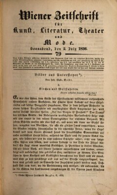 Wiener Zeitschrift für Kunst, Literatur, Theater und Mode Samstag 2. Juli 1836