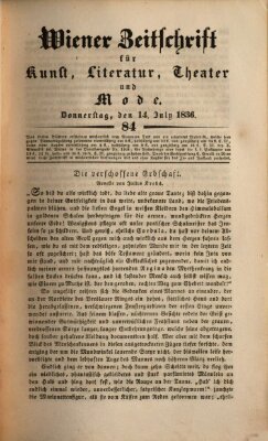 Wiener Zeitschrift für Kunst, Literatur, Theater und Mode Donnerstag 14. Juli 1836