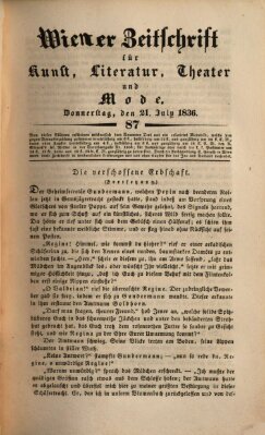 Wiener Zeitschrift für Kunst, Literatur, Theater und Mode Donnerstag 21. Juli 1836