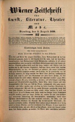 Wiener Zeitschrift für Kunst, Literatur, Theater und Mode Dienstag 2. August 1836