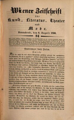 Wiener Zeitschrift für Kunst, Literatur, Theater und Mode Samstag 6. August 1836