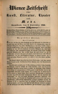 Wiener Zeitschrift für Kunst, Literatur, Theater und Mode Samstag 3. September 1836