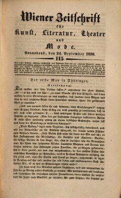 Wiener Zeitschrift für Kunst, Literatur, Theater und Mode Samstag 24. September 1836