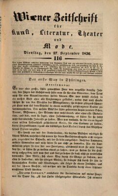 Wiener Zeitschrift für Kunst, Literatur, Theater und Mode Dienstag 27. September 1836