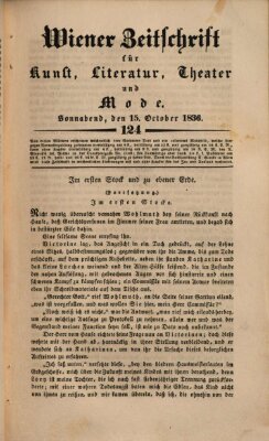 Wiener Zeitschrift für Kunst, Literatur, Theater und Mode Samstag 15. Oktober 1836