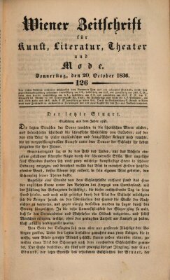 Wiener Zeitschrift für Kunst, Literatur, Theater und Mode Donnerstag 20. Oktober 1836