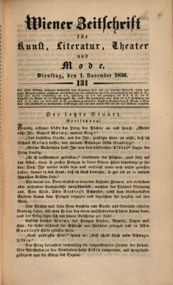 Wiener Zeitschrift für Kunst, Literatur, Theater und Mode Dienstag 1. November 1836