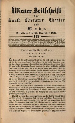 Wiener Zeitschrift für Kunst, Literatur, Theater und Mode Dienstag 29. November 1836