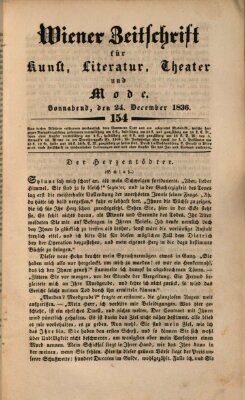 Wiener Zeitschrift für Kunst, Literatur, Theater und Mode Samstag 24. Dezember 1836