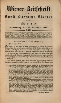 Wiener Zeitschrift für Kunst, Literatur, Theater und Mode Donnerstag 29. Dezember 1836