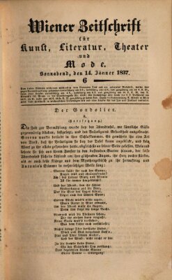 Wiener Zeitschrift für Kunst, Literatur, Theater und Mode Samstag 14. Januar 1837