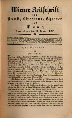 Wiener Zeitschrift für Kunst, Literatur, Theater und Mode Donnerstag 19. Januar 1837