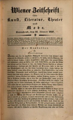 Wiener Zeitschrift für Kunst, Literatur, Theater und Mode Samstag 21. Januar 1837