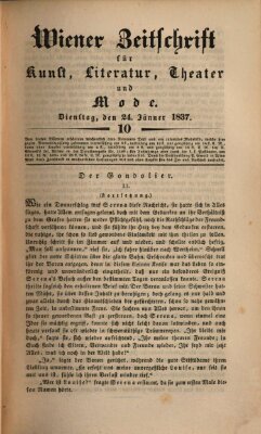 Wiener Zeitschrift für Kunst, Literatur, Theater und Mode Dienstag 24. Januar 1837