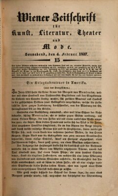 Wiener Zeitschrift für Kunst, Literatur, Theater und Mode Samstag 4. Februar 1837